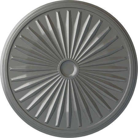 Ekena Millwork Leandros Ceiling Medallion (Fits Canopies up to 5"), 33 1/8"OD x 3 1/2"ID x 1 3/8"P, Silver CM33LESLS